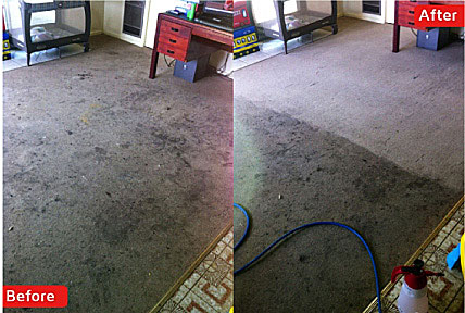 Before and after comparison of carpet cleaning